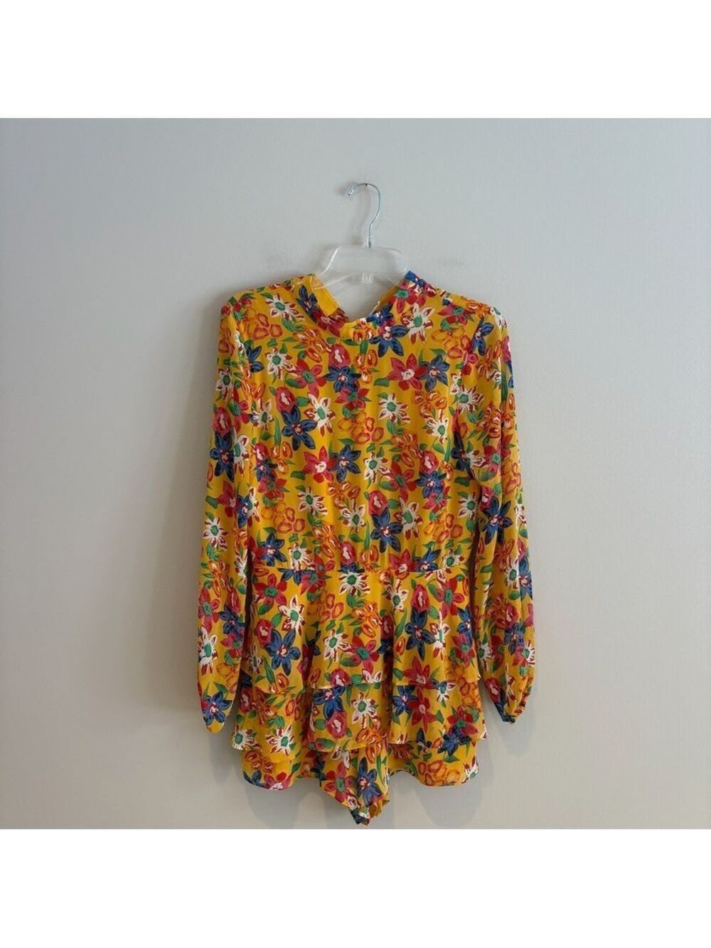 Endless Rose Multi Floral Open Back Romper Size S NWT